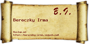 Bereczky Irma névjegykártya